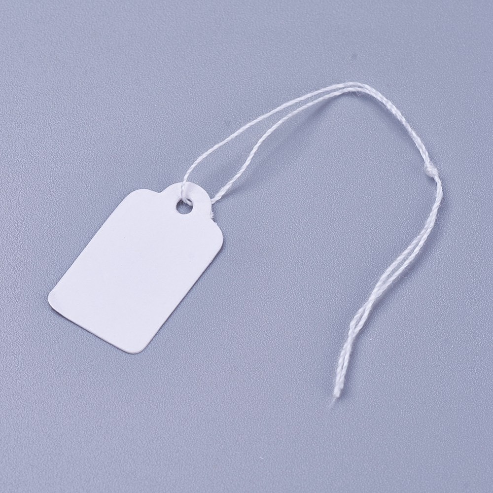 

500pcs Jewelry String Cord Price Tags Rectangle White Blank Label jewelry Display Card Cardboard Package Hang Tag Card