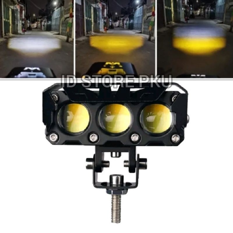 Lampu Tembak Laser FogLMP SQL 3 Mata Super Bright Hi Low 60 Watt - Lampu Tembak Sorot LED Laser Gun 