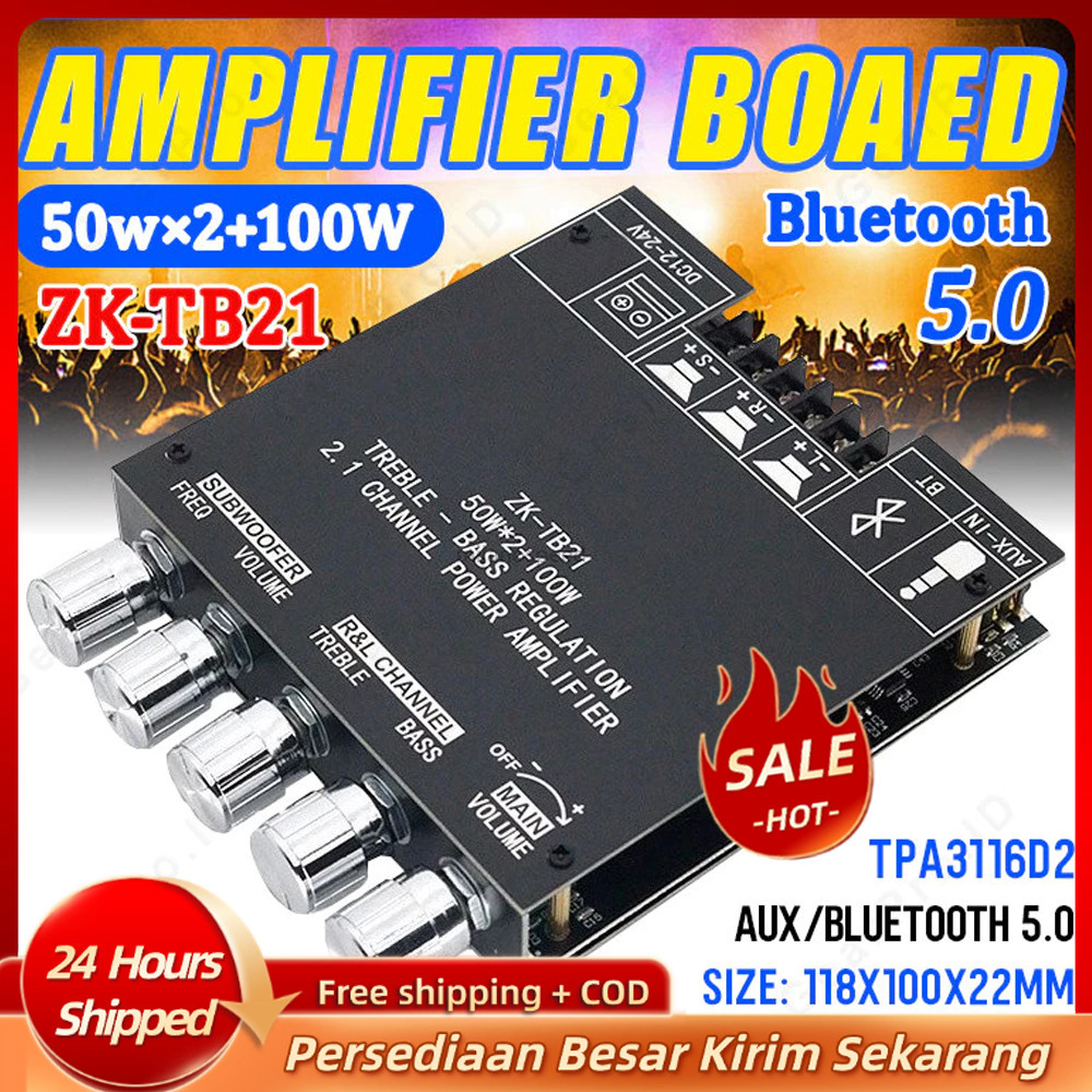 amplifier subwoofer ZK-MT21 / ZK-TB21 TPA3116D2 Bluetooth 5.0 Amplifier Board Penguat Subwoofer Papa