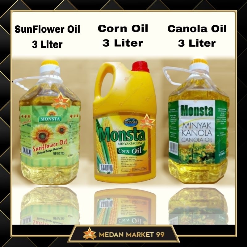 

MONSTA MINYAK GORENG KANOLA 3L/ CORN OIL 3L/ SUNFLOWER OIL 3L | KANOLA/ CANOLA OIL/ SUN FLOWER OIL/ MINYAK JAGUNG/ KANOLA/ BUNGA MATAHARI/ MINYAK GORENG