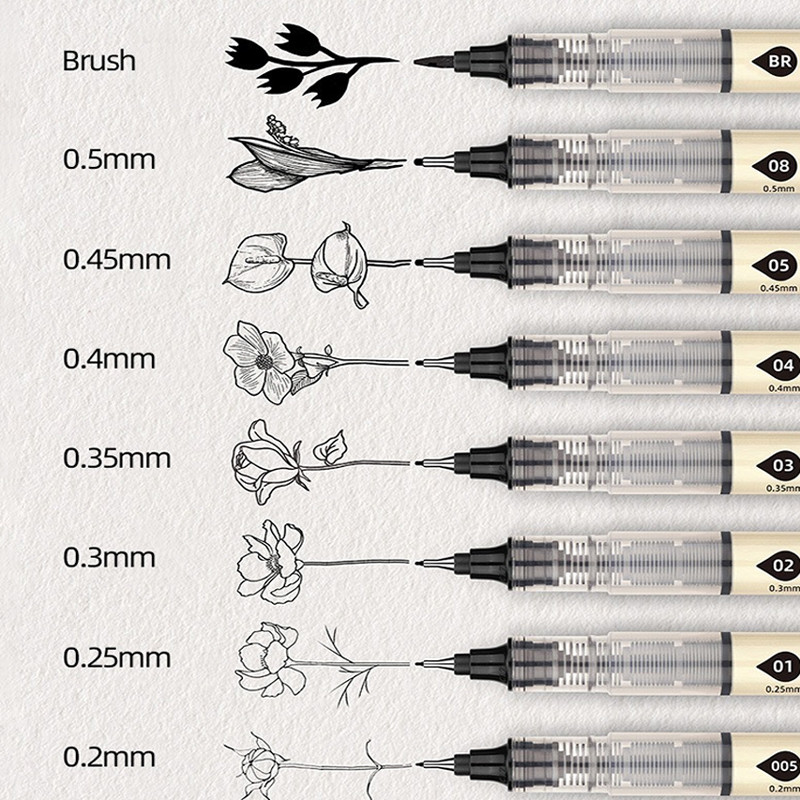 

8Pcs/set Big Capacity Waterproof Ink Art Markers Brush Pen Sketch Drawing comics Pigment Line Pens School Stationery Supplies