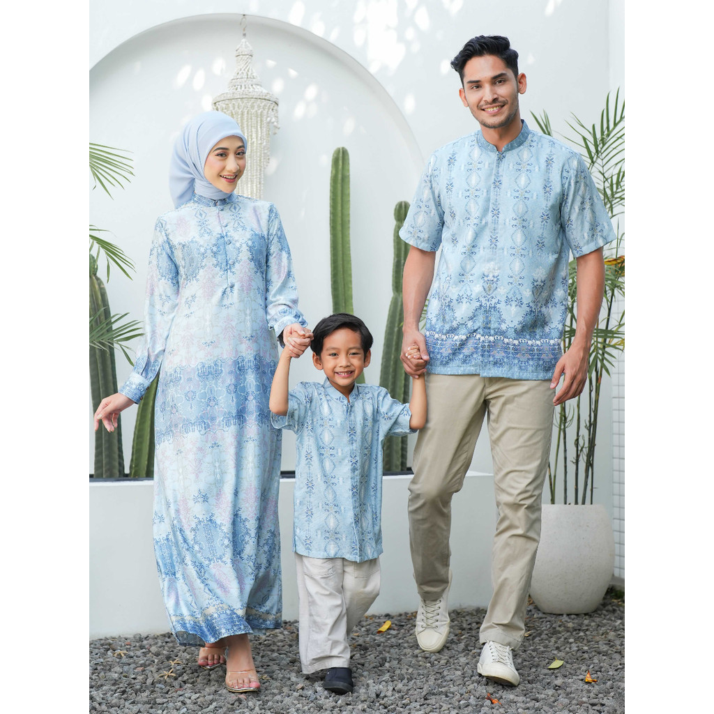Batik Adyatma Sarimbit Arunika Series in Sky Blue Family Set