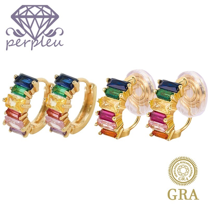 Sertifikat GRA Gratis Jepitan Telinga Berlian Pelangi Hipoalergenik S925 Tanpa Tindik Jepitan Teling