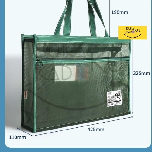 

Jaje.store Document Bag Zipper Mesh Map Organizer Dokumen Berkas A4 Transparan - Hijau