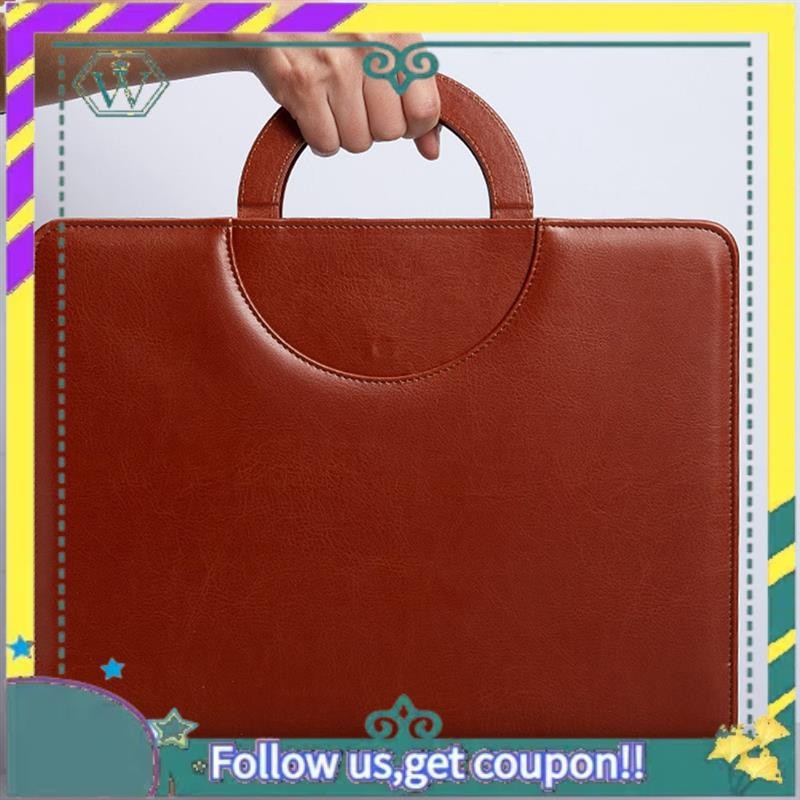 

NEW Leather Portfolio Folder With Zipper For Women/Men, Business Padfolio With Handle, Conference Notepad Folder
