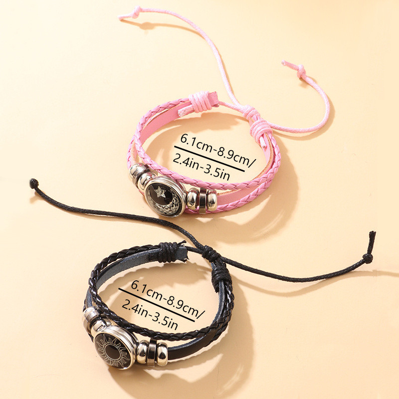 Gelang Couple Kekasih Matahari Dan Bulan Gelang Pasangan Minimalis Titanium Hitam Dan Pink One Set