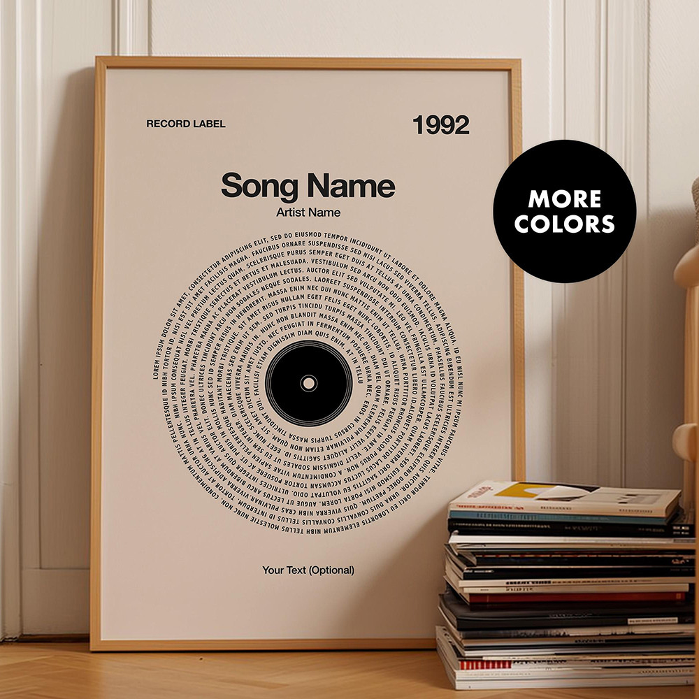 

Personalised Vinyl Lyric Poster Custom Song Art Print Customizable Music Canvas Painting Wall Picture Wedding Anniversary Gift