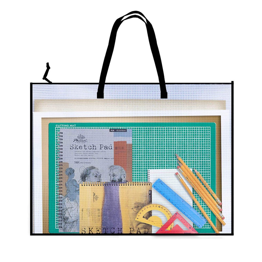 

Transparent File Bag Large-Capacity Drawing Board Stationery Pencil Storage Poster Handbag Office Supplies Folder Organization