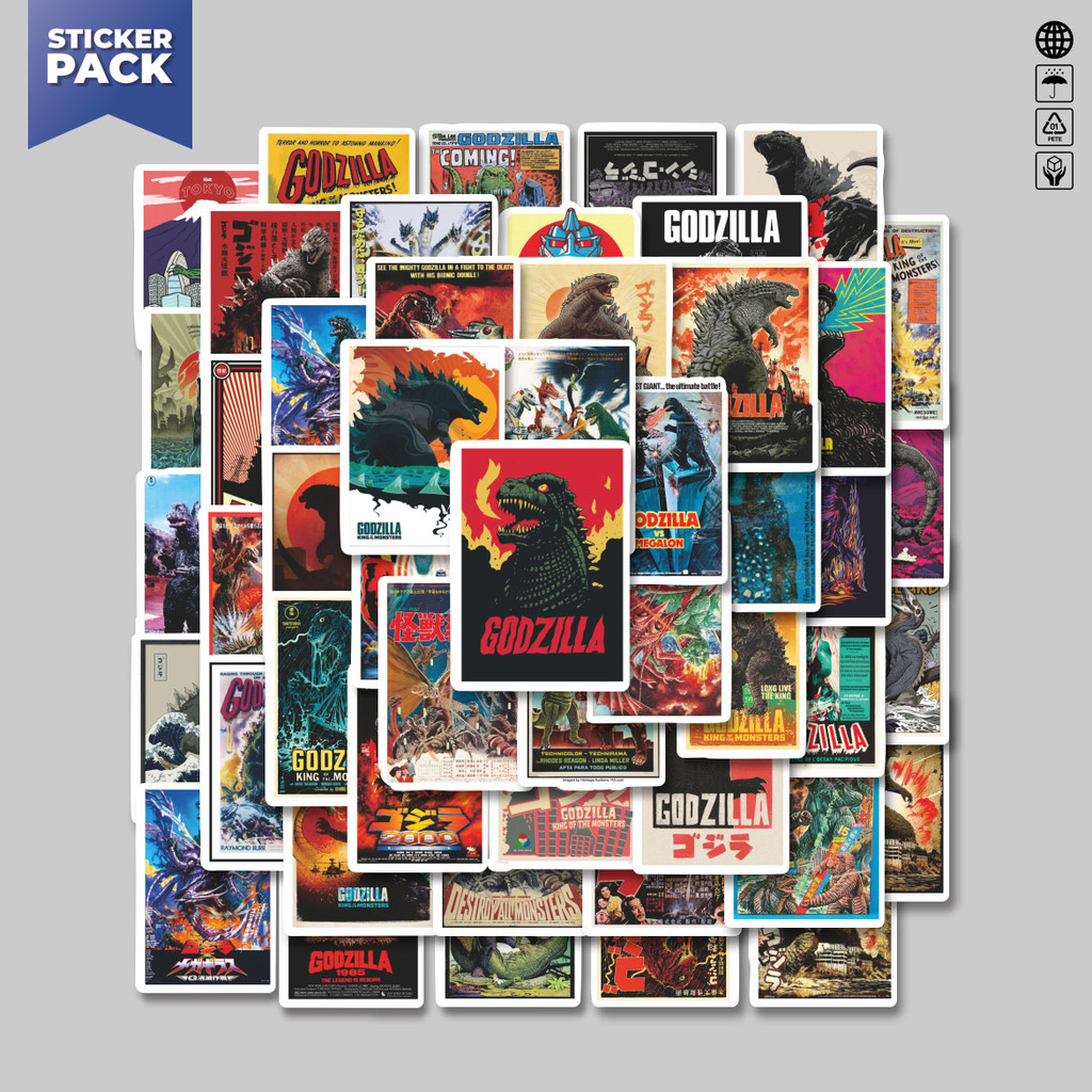 

[100PCS]Stiker Pack Stiker Poster Retro Motif Film Godzilla Aesthetic Vinyl Anti Air Dekorasi Sticker Laptop Buku Journal Koper Helm Casing HP Gitar Helm Skateboard