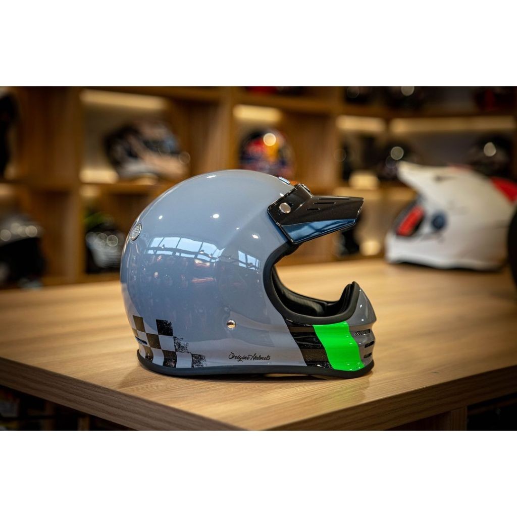 Helm Motor ORIGINE VIRGO Danny Grey Gloss Fullface Original Italy