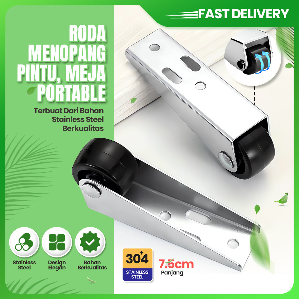 Roda Pintu Roda Penopang Sliding Bawah Pintu Penyangga Meja Kursi Lemari Pagar Stainless Steel