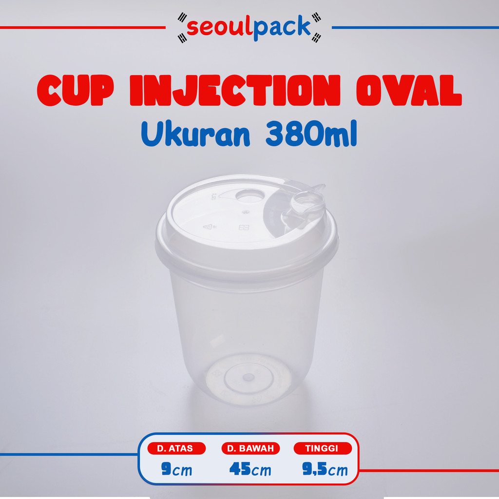 Thinwall Cup Injection 380ml Oval + Tutup Sambung (25pcs) - Gelas PP Injection, Cup PP, Gelas Thinwa