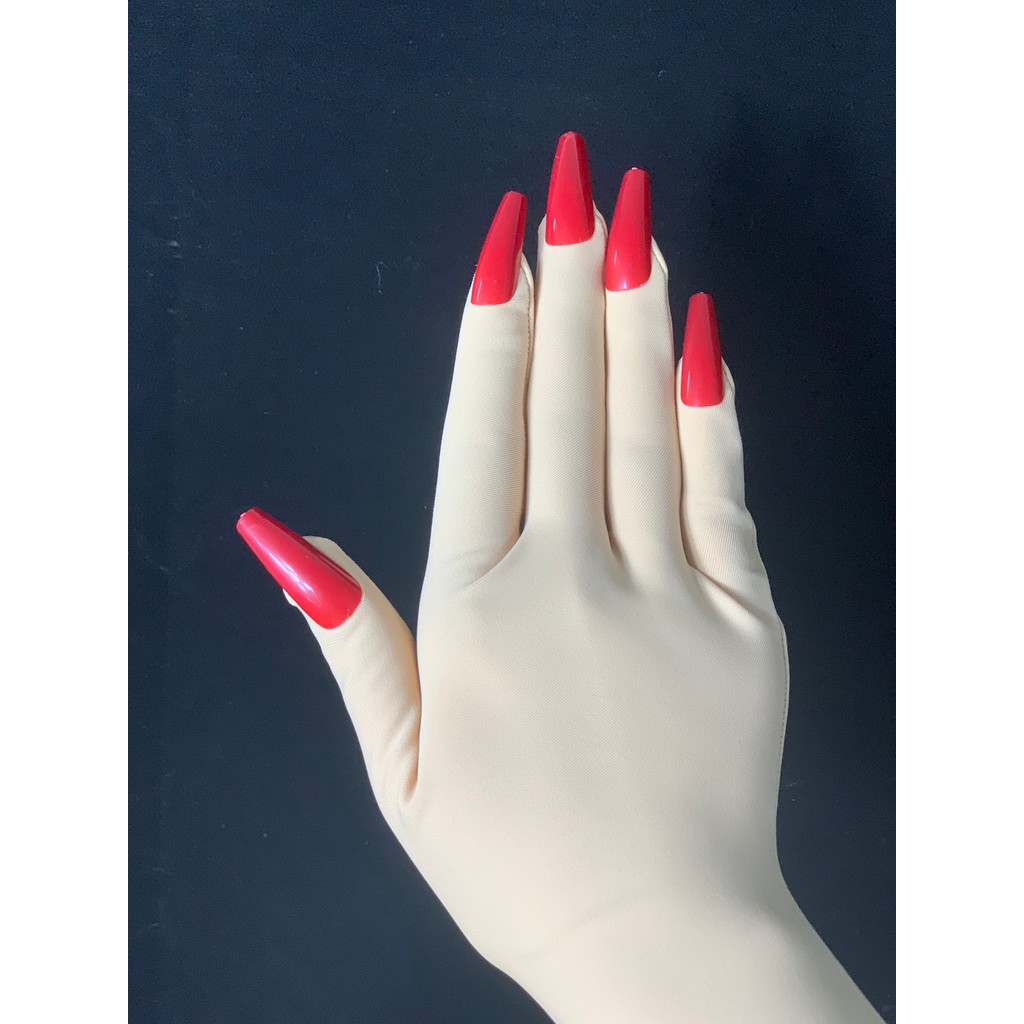 Luxury pink flesh colored spandex Zentai nail gloves men's role-playing Kigurumi high elasticity lon