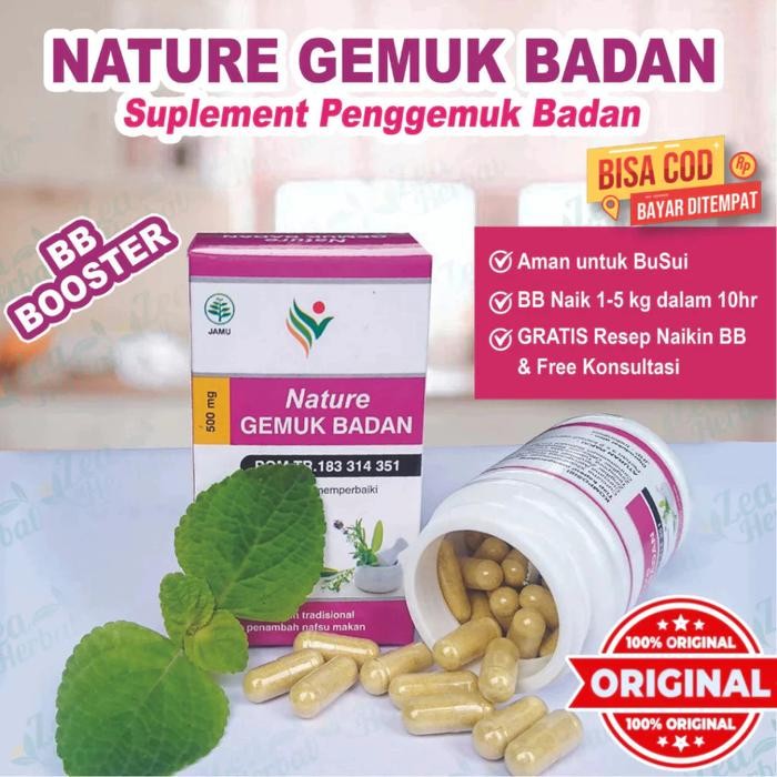 penggemuk badan herbal(BISA COD),, NATURE GEMUK BADAN Kapsul Penggemuk Badan Bpom Permanen Original 