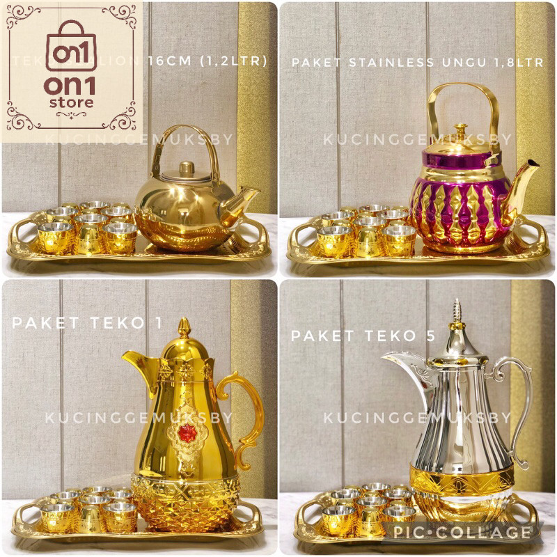Set Teko Murah / Paket Teko Gelas Nampan Haji Umroh Arab Air Zam Zam Stainless Dan Vacum Flask