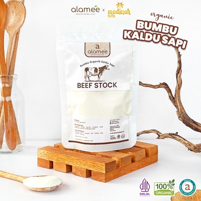 

ALAMEE Kaldu Sapi Bubuk NON MSG Bumbu Dapur Organik Beef Powder Praktis Spice Seasoning 100gr naturalsupply madinah