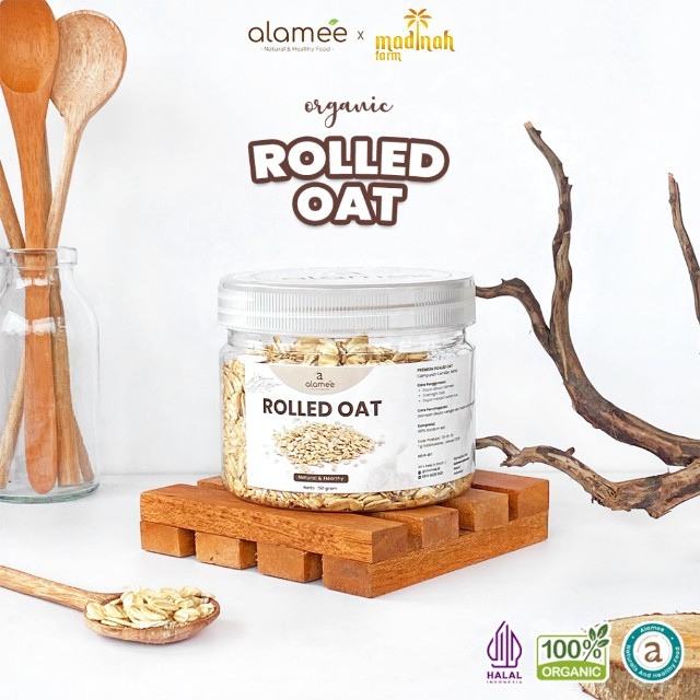 

ALAMEE Rolled Oat Gandum Utuh Kasar oatmeal wholegrain Natural Premium Alami Oatmeal Instan 150gr madinah