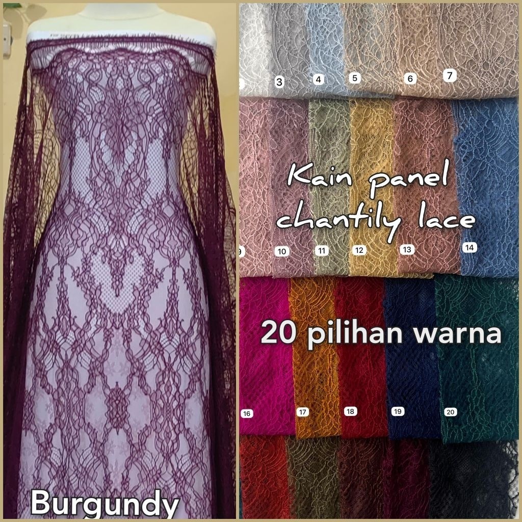 Kain Brokat Chantily Lace Brokat Santili Kain Panel Santily Bahan Kebaya Chantilly