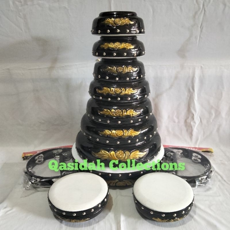 Rebana Qasidah Ukir Lasqi Susun 10+2 Tamborin Super QualityCO