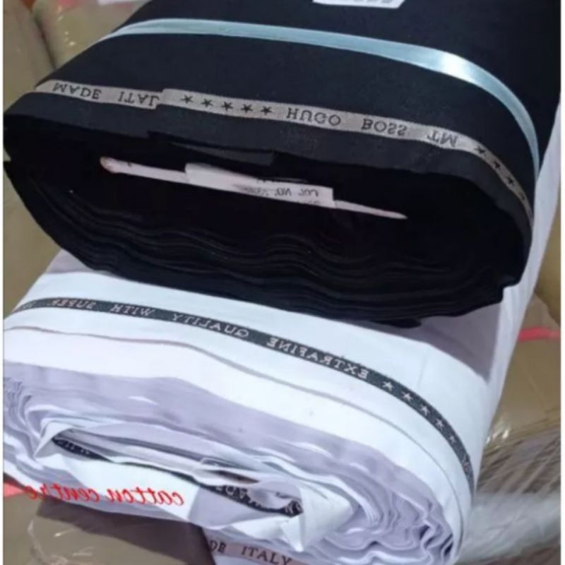 kain seragam pdh hitam putih pns perawat semiwool katun adem