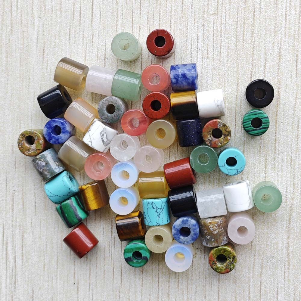

Fashion good quality natural stone big hole mixed cylinder shape beads 9mmx9mm for jewelry accessories making 50pcs wholesale
