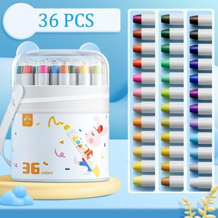 

TERLARIS! Crayon Putar Washable 36/48 Color Crayon For Kids Tidak Beracun yang Dapat Dicuci Pastel Minyak Krayon Plastik - 24pcs