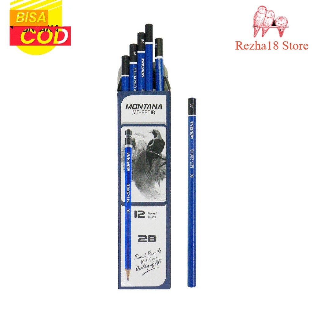 

R18 1 Box Isi 12pcs Pensil 2B Montana Lulus Uji Komputer Hexagonal Grip