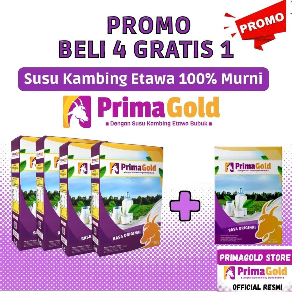 

PROMO 5 BOX PrimaGold ORIGINAL Susu Kambing Etawa BPOM & HALAL Bantu Jaga Kesehatan & Imunitas Tubuh