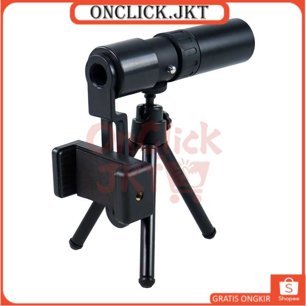 Teleskop Monokular Zoom 10 300x Tripod Teropong HP Jarak Jauh Outdoor Mini Lensa Kamera