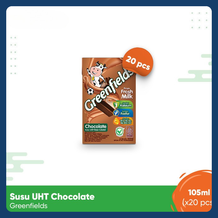 

Greenfields Susu UHT Chocolate 105 ml - Isi 20 pcs - 100% Fresh Milk dari Greenfields Farm