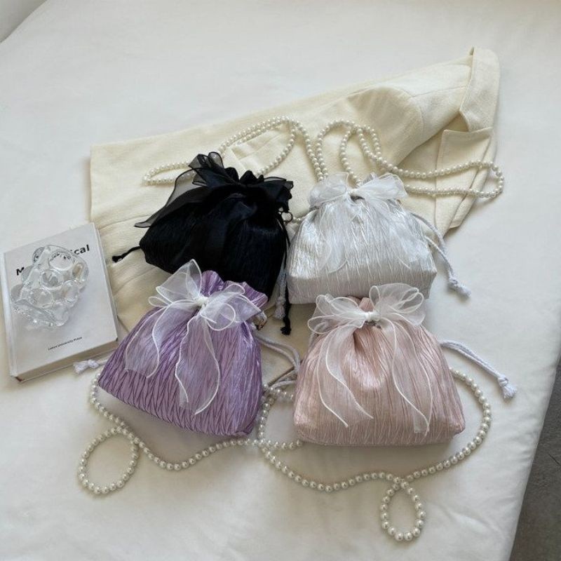 TAS SERUT PITA KOREAN STYLE/ TAS SERUT MUTIARA PITA/ TAS SERUT SELEMPANG MUTIARA