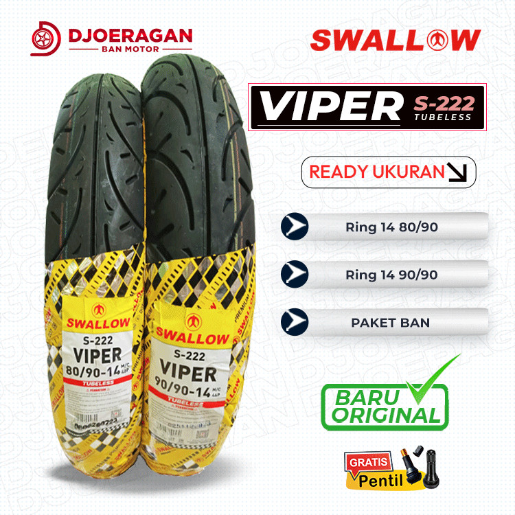SEPASANG / SATUAN BAN MOTOR MATIC SWALLOW VIPER Ring 14 TUBELESS DEPAN BELAKANG BEAT MIO VARIO GENIO