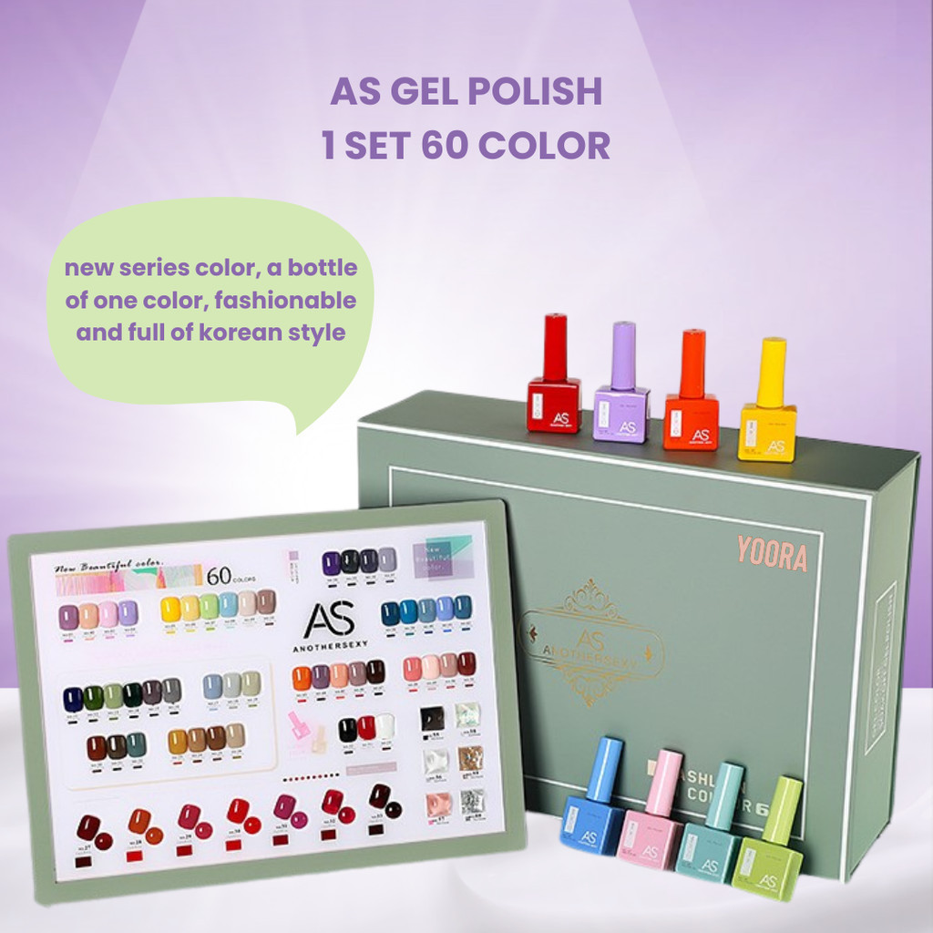 AS UV Nail Polish 1 SET 1-60 Colors / Kutek Gel 1 Set 60 Warna