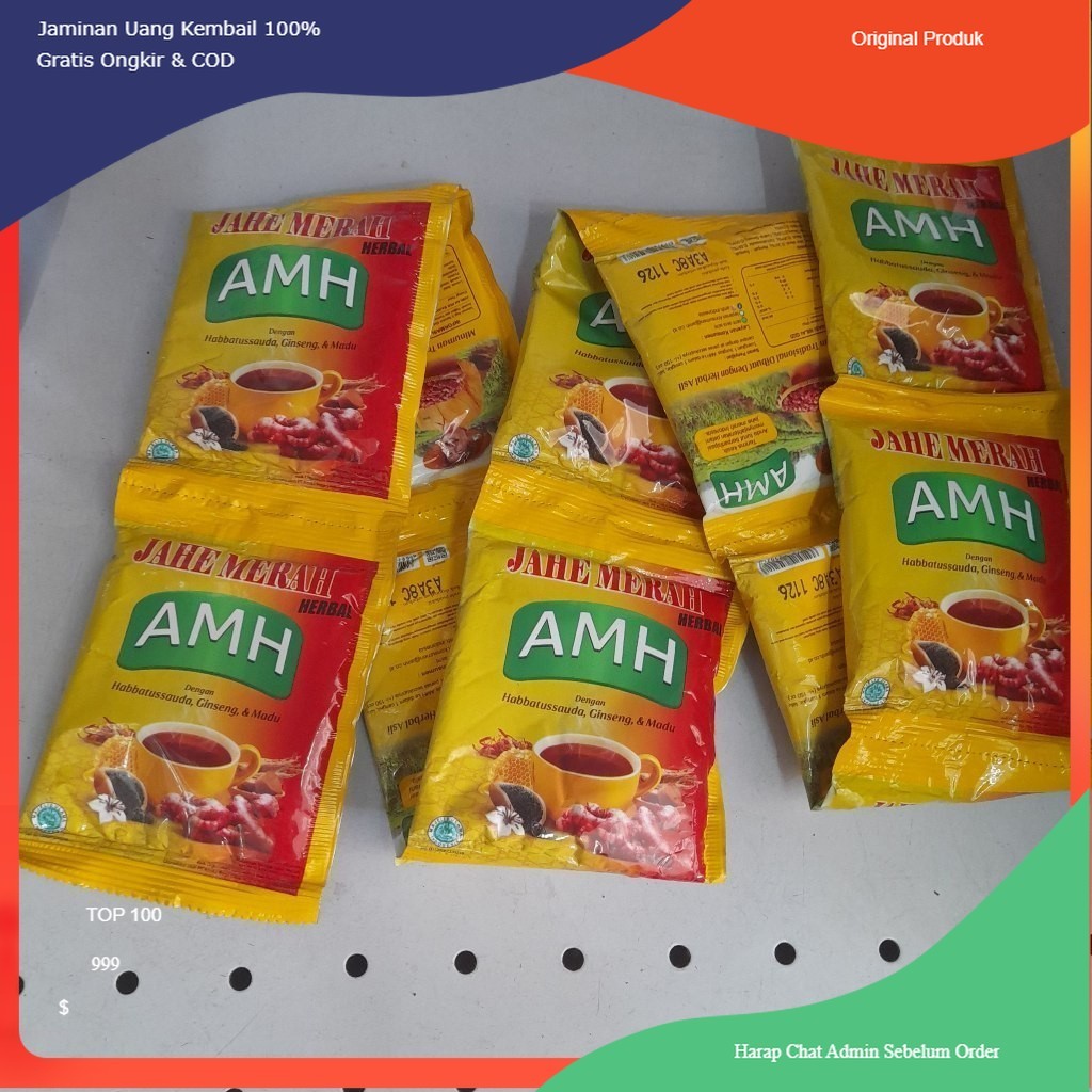 

JAHE MERAH AMH 1 Renceng isi 10pcs x 20gram Minuman Herbal Dengan Habbatussauda, Gingseng Madu Salatiga Herbal Forles