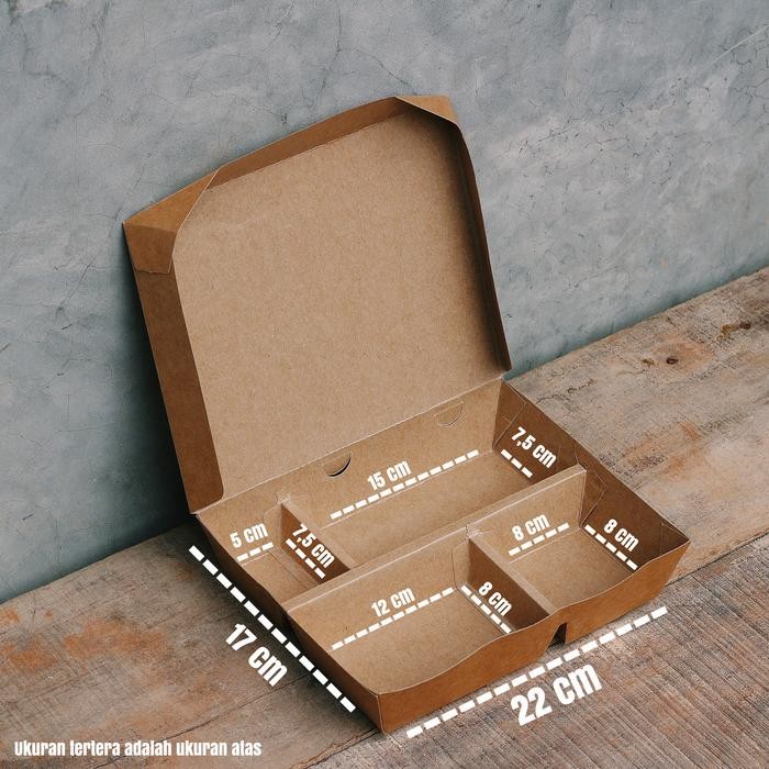 PAPER BENTO BOX SEKAT 4 - PAPER LUNCH BOX SEKAT 4 - TERMURAH FOODGRADE - Putih