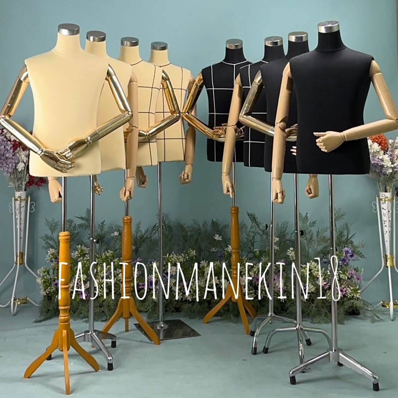 Manekin Tusuk Jarum Pria Dewasa Full Foam + Tangan Robot Flexible - Patung Menjahit / Membuat Baju -