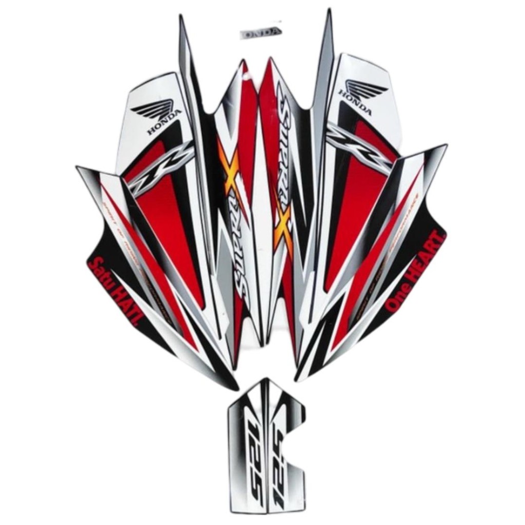 Stiker Striping Motor Honda Supra X 125R 2013 Silver Merah Full Body - Motorcycle