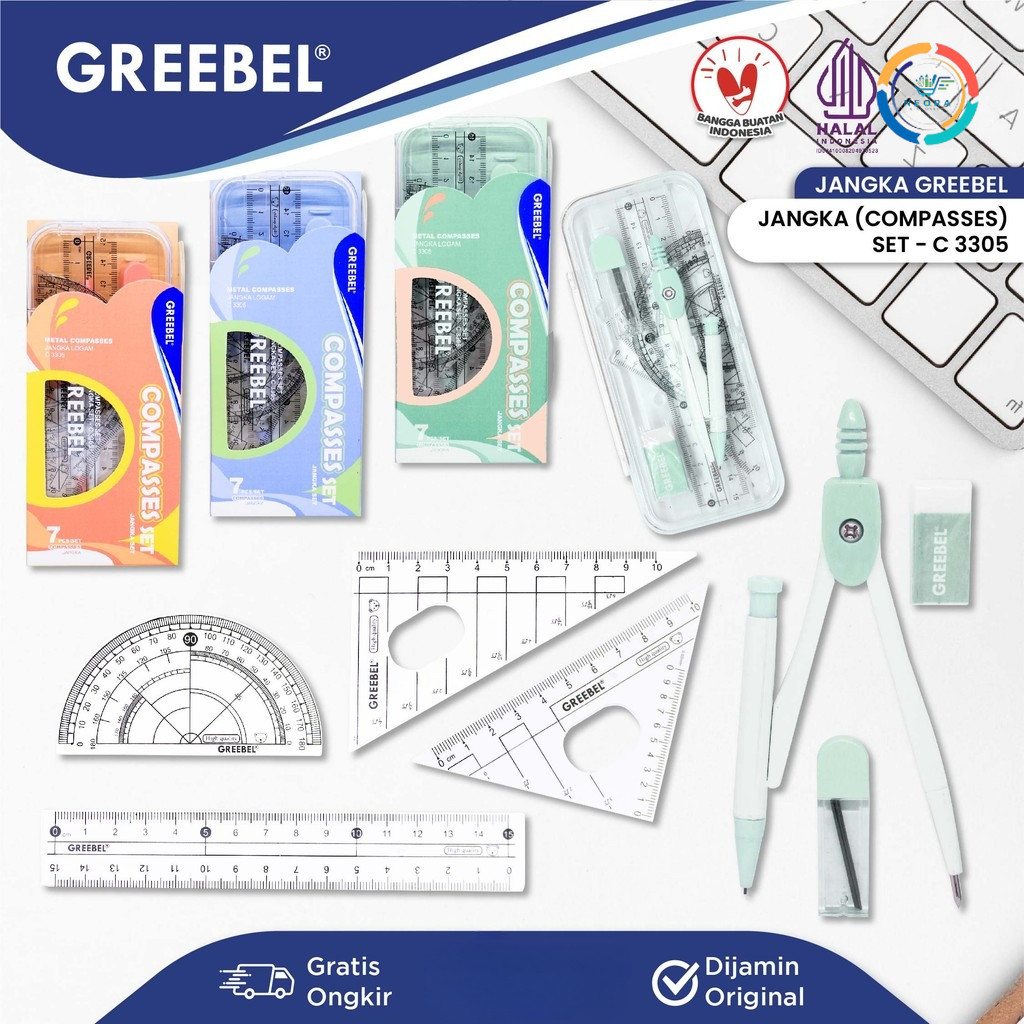 

Greebel Jangka Besi/ Math Set / Compasses C 3305 [Per Set] Plus Penggaris