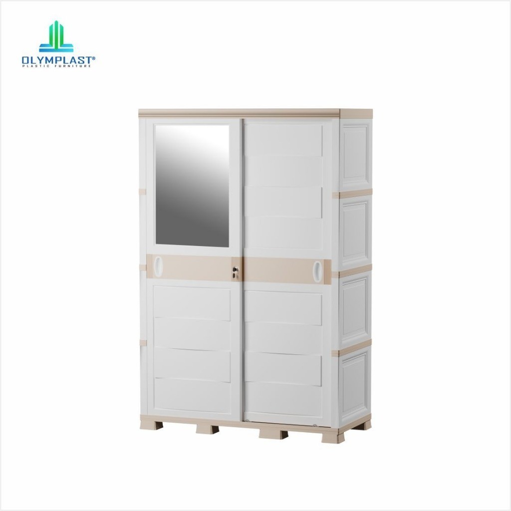 OTC Sliding Classic Modern - Lemari Pakaian Plastik 2 Pintu Olymplast Sleding GANTUNG - HANGER - RAK