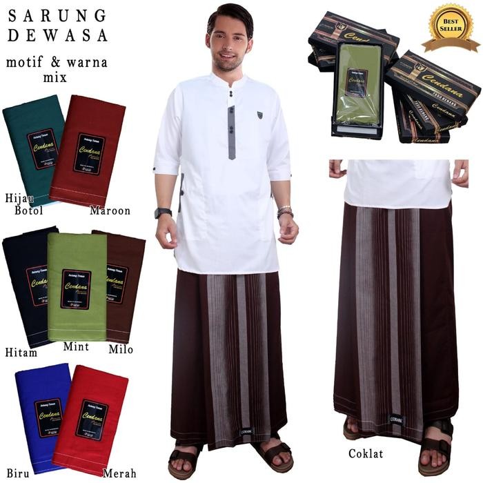 sarung polos/pria/dewasa/cendana polos warna/berkualitas/harga/grosir/ - Hitam