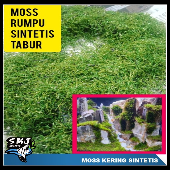 Moss sintetis rumput tabur 20 Gram bahan plastik untuk hiasan tebing akuarium aquascape