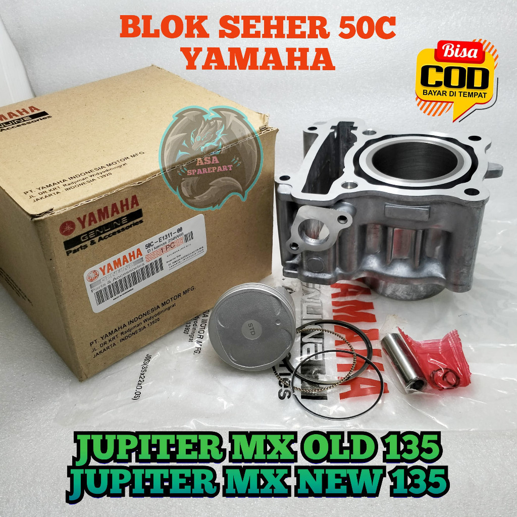 Blok + Seher Set 50C Motor Yamaha JUPITER MX 135 Old / Lama , JUPITER MX 135 New / Baru Block Piston