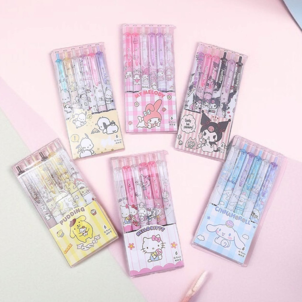 

⭐ PGS ⭐️ Ballpoint / Pulpen Sanrio Mekanik 0.5 mm Isi 6 Pcs