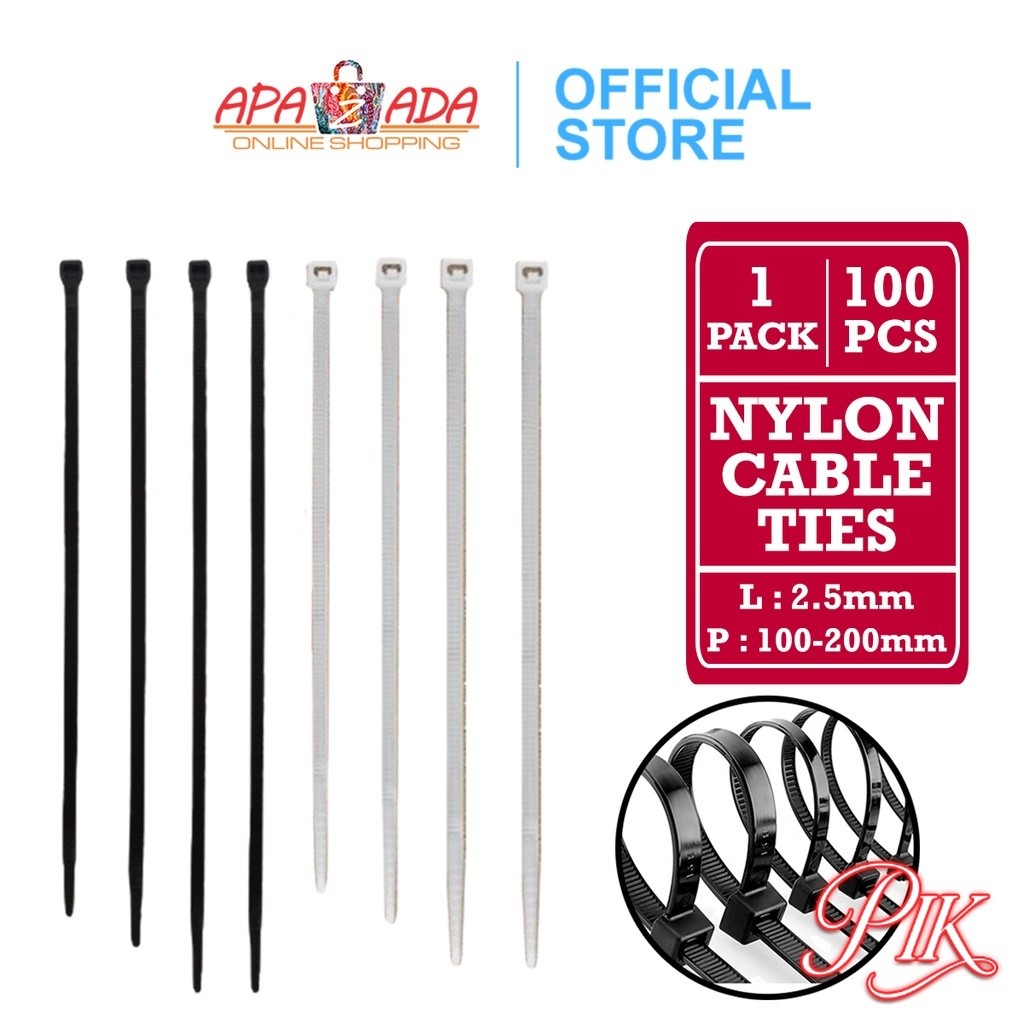 

Apazada Kabel Ties Nylon 2.5mm [1 Pack - 100 Pcs Ties] / Nylon Cable Ties 6BAN / Pengikat Kabel