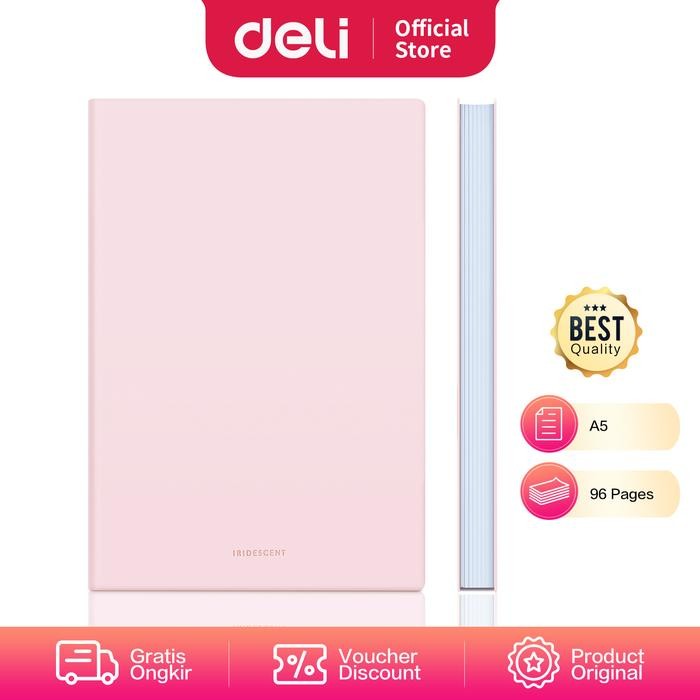 

R P e Deli Notebook Buku Catatan A5 96Lembar Warna Pastel High Quality 2228X - transparan pink