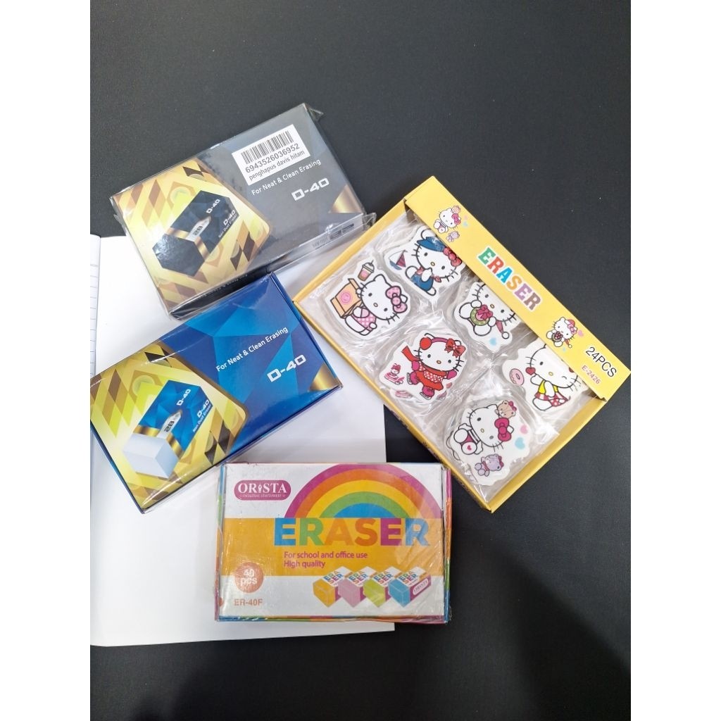 

ERASER Isi 24pcs Dan 40 Pcs- penghapus pensil Warna Putih Hitam/Eraser Karet/Stationery