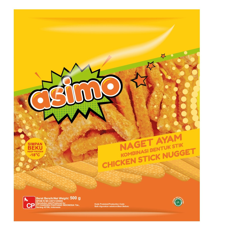 

Nagget Ayam Asimo Chicken Nugget Bentuk Stik 500 Gr
