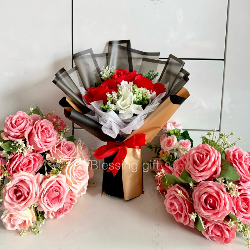 PROMO(Di Kirim Hari ini) Buket Bunga Artificial Premium | Flowers Bucket | buket bunga palsu | buket