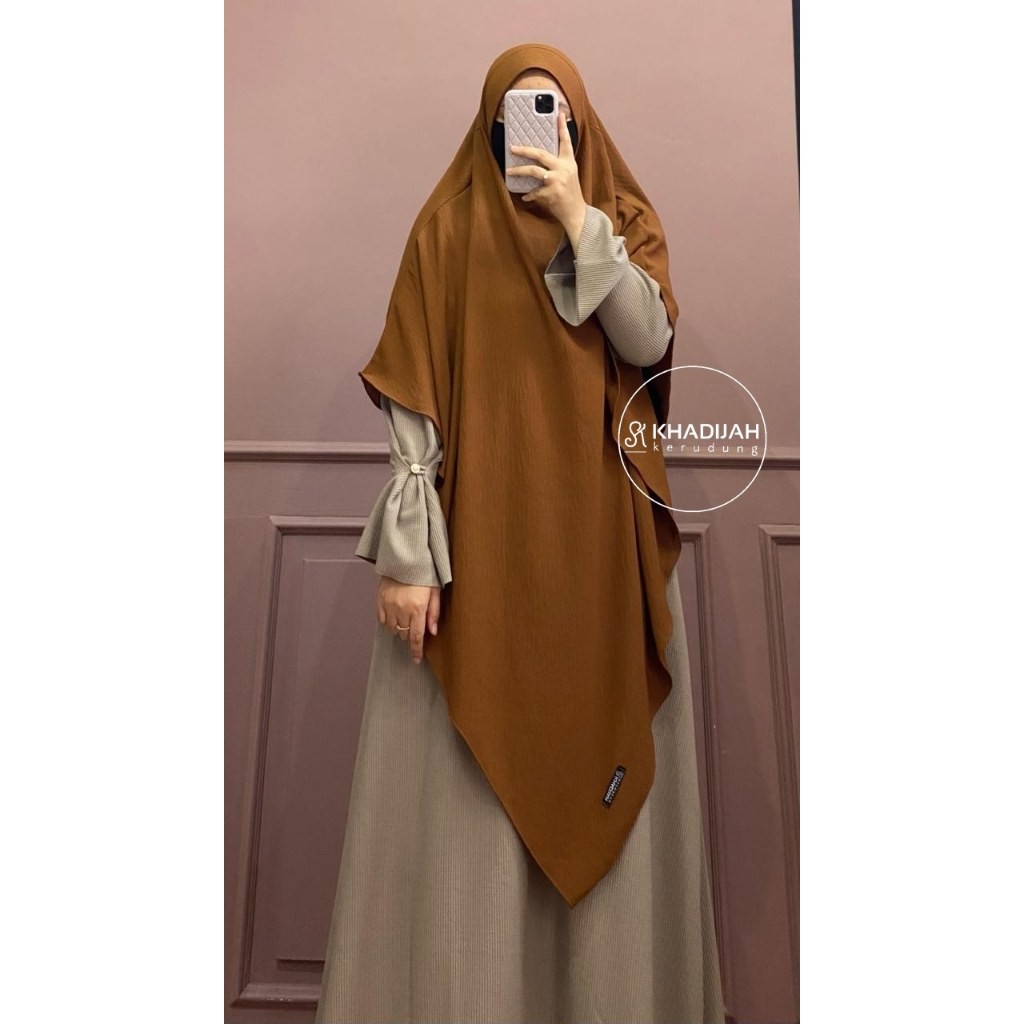 French Khimar Hijab Syari Krinkle Jumbo Terbaru Soft Pad Antem Umayyah Khimar By Khadijah