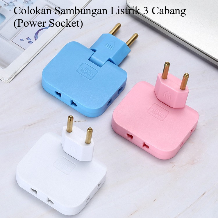 Power Socket Extention Plug Lipat /Colokan Lipat 3in1 / Lubang Colokan Listrik 3in1 Lipat Travelling
